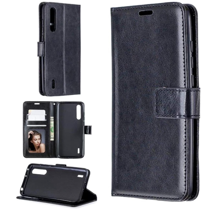 LuxeBass Hoesje geschikt voor Samsung Galaxy A10 hoesje book case + 2 stuks Glas Screenprotector Zwart