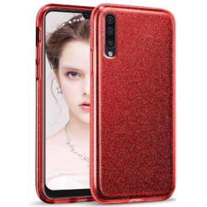 LuxeBass hoesje geschikt voor Samsung Galaxy A21S - Glitter Siliconen - Rood