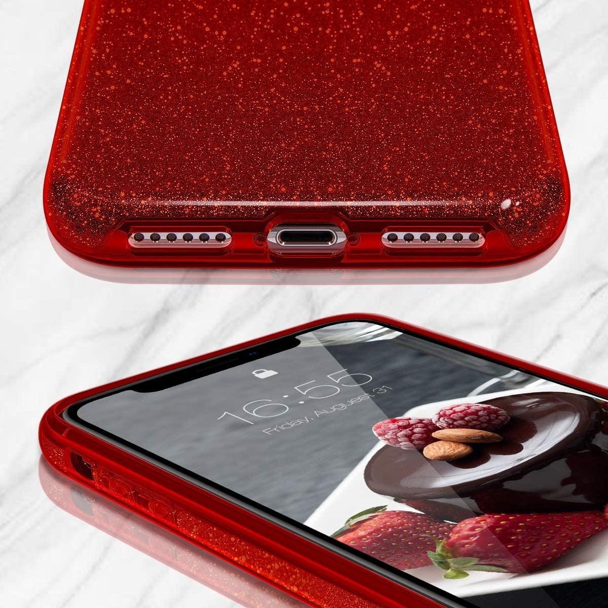 LuxeBass hoesje geschikt voor Samsung Galaxy A21S - Glitter Siliconen - Rood