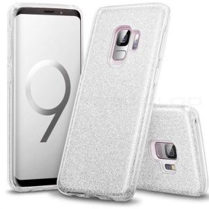 LuxeBass hoesje geschikt voor Samsung Galaxy S9 - Glitter Siliconen - Zilver