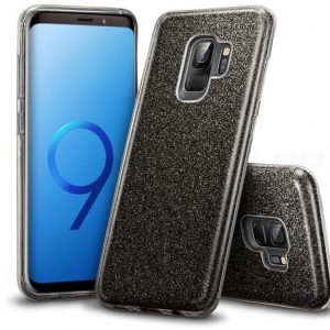 LuxeBass hoesje geschikt voor Samsung Galaxy S9 - Glitter Siliconen - Zwart