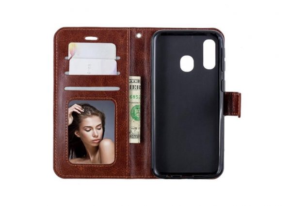 Hoesje geschikt voor Samsung Galaxy A40 - Bookcase Bruin- portemonee hoesje