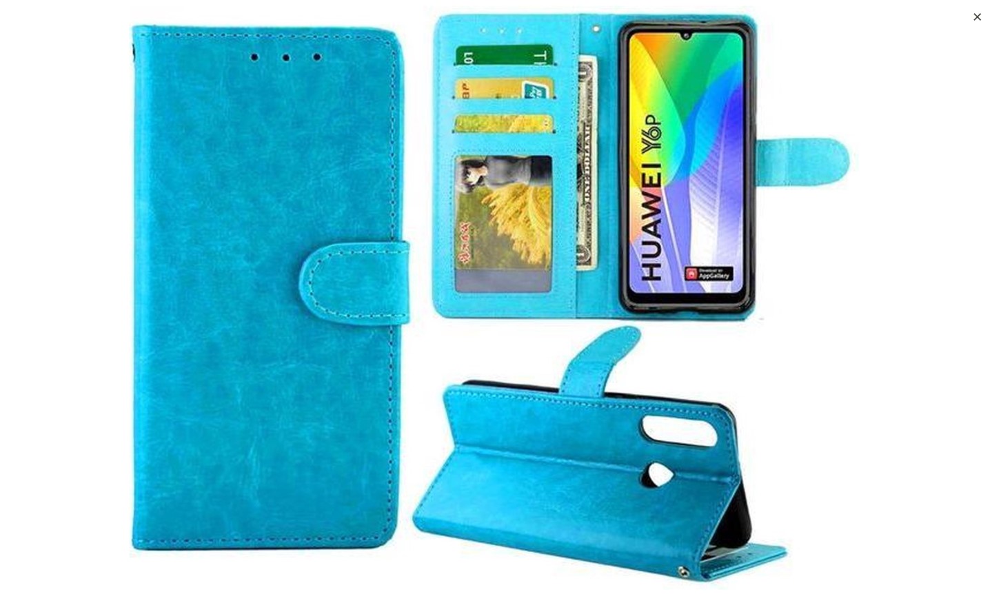 Hoesje geschikt voor Huawei Y6P - Bookcase Turquoise - portemonnee hoesje