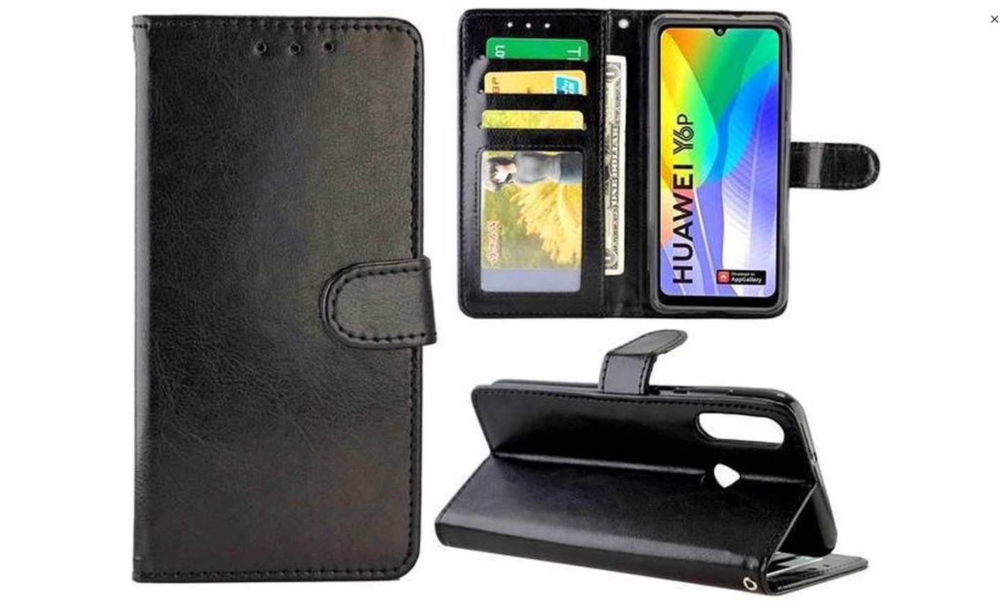 Hoesje geschikt voor Huawei Y6P - Bookcase Zwart - portemonnee hoesje