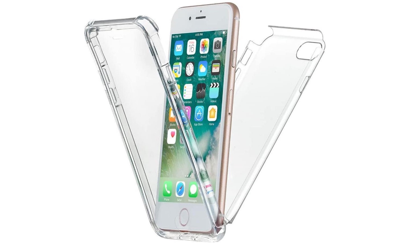 Hoesje geschikt voor iPhone 7/8 SE (2020) - Dubbelzijdig Siliconen hoesje - 2 in 1 (360 graden)