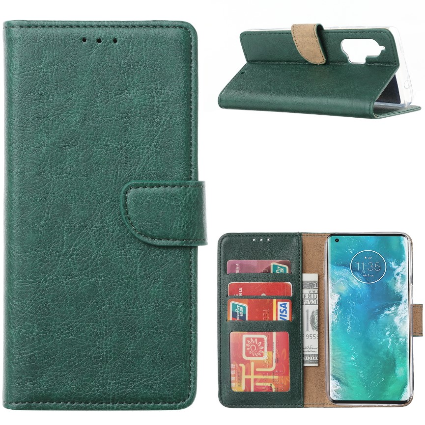 Hoesje geschikt voor Motorola Edge Plus - Bookcase Groen - portemonnee hoesje