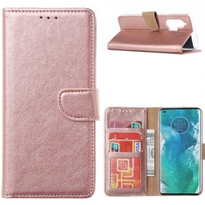 Hoesje geschikt voor Motorola Edge Plus - Bookcase Rose Goud - portemonnee hoesje