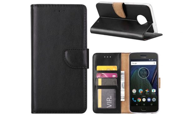 Hoesje geschikt voor Motorola Moto G6 - Bookcase Zwart -  portemonnee hoesje