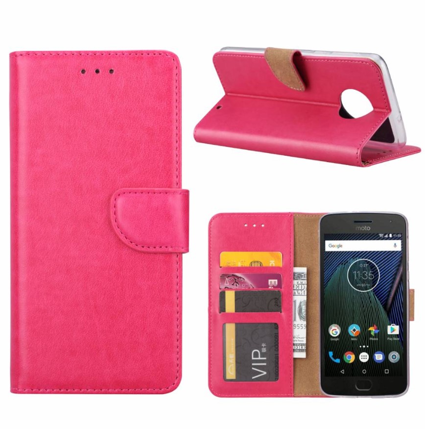 Hoesje geschikt voor Motorola Moto G6 Plus - Bookcase Roze - portemonnee hoesje