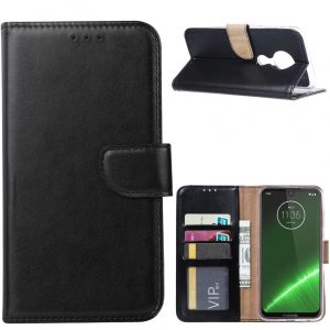Hoesje geschikt voor Motorola Moto G7 / G7 Plus - Bookcase Zwart - portemonnee hoesje