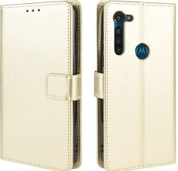 Hoesje geschikt voor Motorola Moto G8 Play hoesje book case goud
