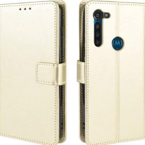 Hoesje geschikt voor Motorola Moto G8 Power hoesje book case goud