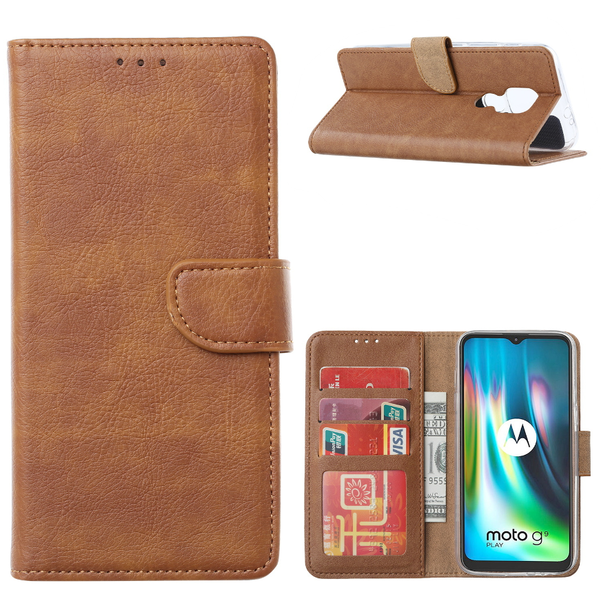 Hoesje geschikt voor Motorola Moto G9 Play / E7 Plus - Bookcase Bruin - portemonnee hoesje