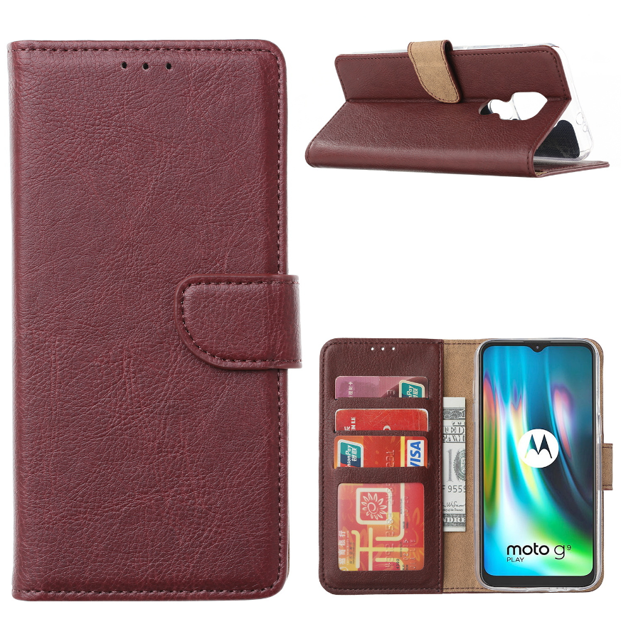 Hoesje geschikt voor Motorola Moto G9 Play / E7 Plus - Bookcase Wijnrood - portemonnee hoesje