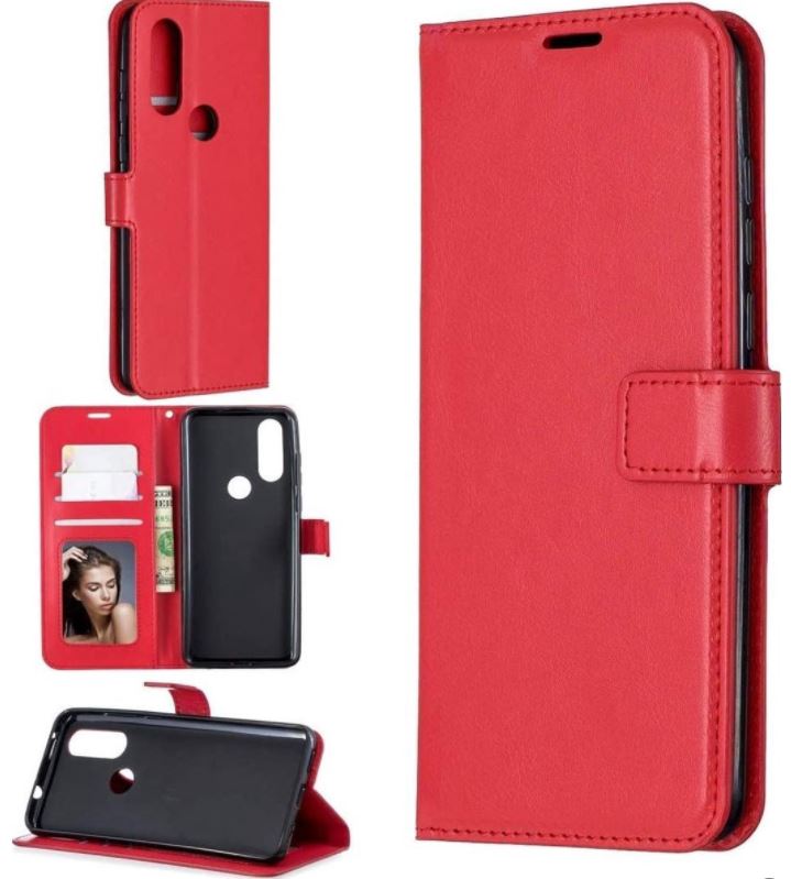 Hoesje geschikt voor Motorola Moto One Action hoesje book case rood