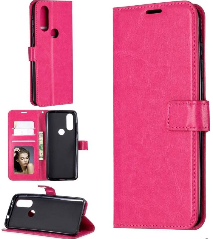 Hoesje geschikt voor Motorola Moto One Action hoesje book case roze