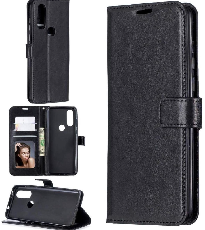 Hoesje geschikt voor Motorola Moto One Action hoesje book case zwart