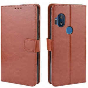 Hoesje geschikt voor Motorola Moto One Hyper hoesje book case bruin