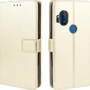 Hoesje geschikt voor Motorola Moto One Hyper hoesje book case goud