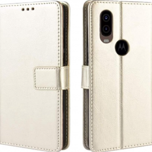 Hoesje geschikt voor Motorola Moto One Vision hoesje book case goud