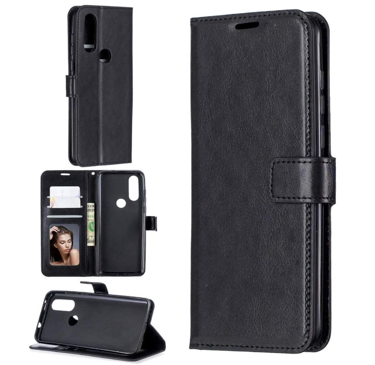 Hoesje geschikt voor Motorola Moto One Vision hoesje book case zwart