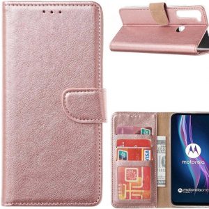 Hoesje geschikt voor Motorola One Fusion Plus - Bookcase Rose Goud - portemonnee hoesje