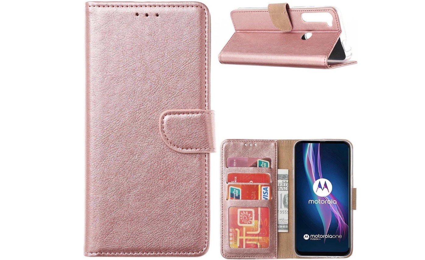Hoesje geschikt voor Motorola One Fusion Plus - Bookcase Rose Goud - portemonnee hoesje
