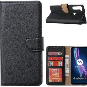 Hoesje geschikt voor Motorola One Fusion Plus - Bookcase Zwart - portemonnee hoesje