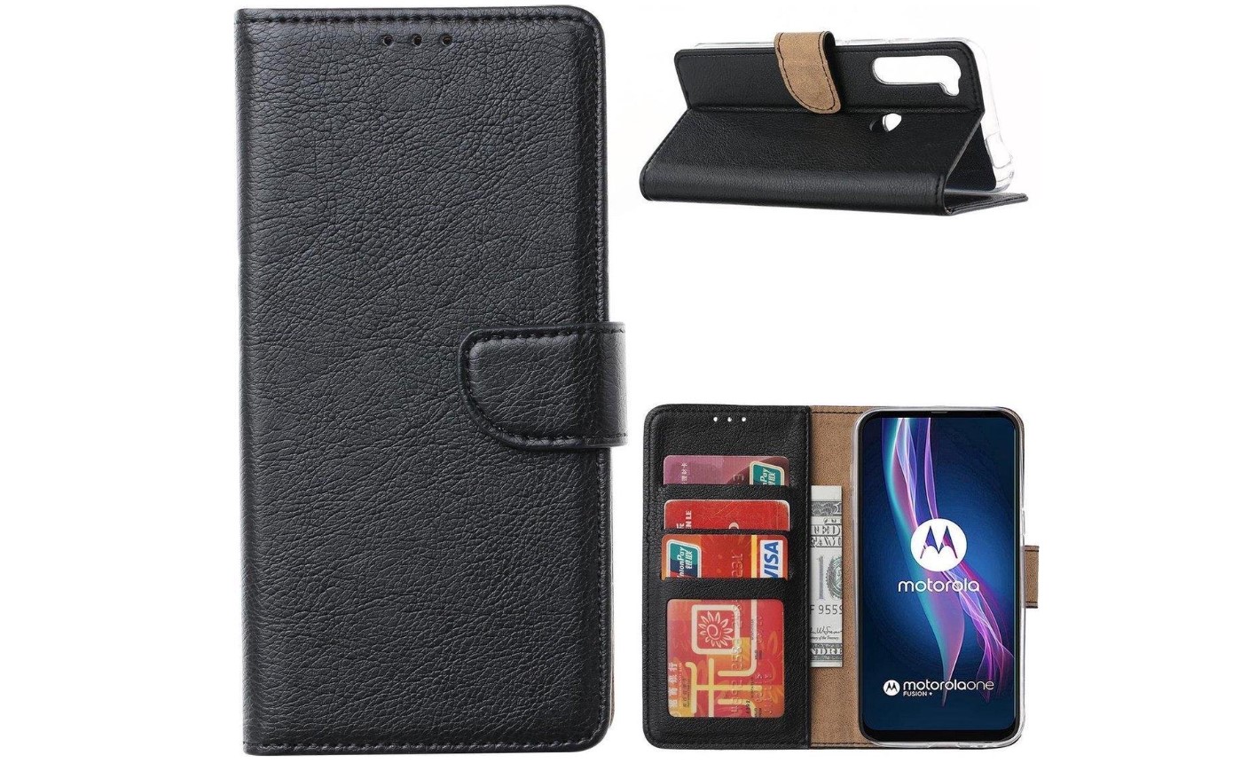 Hoesje geschikt voor Motorola One Fusion Plus - Bookcase Zwart - portemonnee hoesje