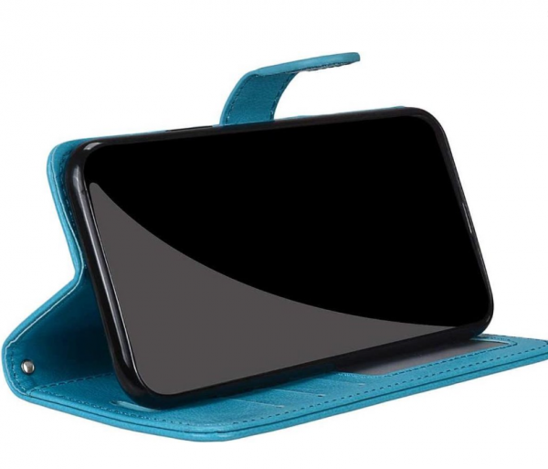 Hoesje geschikt voor Motorola One Macro hoesje book case turquoise