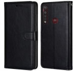 Hoesje geschikt voor Motorola One Macro hoesje book case zwart