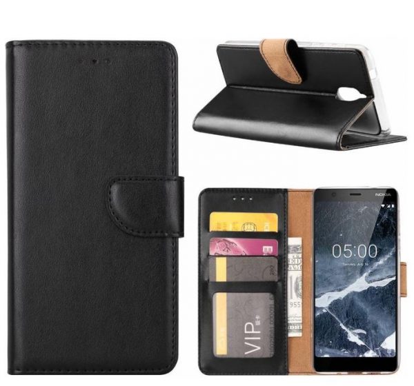 Hoesje geschikt voor Nokia 5.1 - Bookcase Zwart - portemonnee hoesje