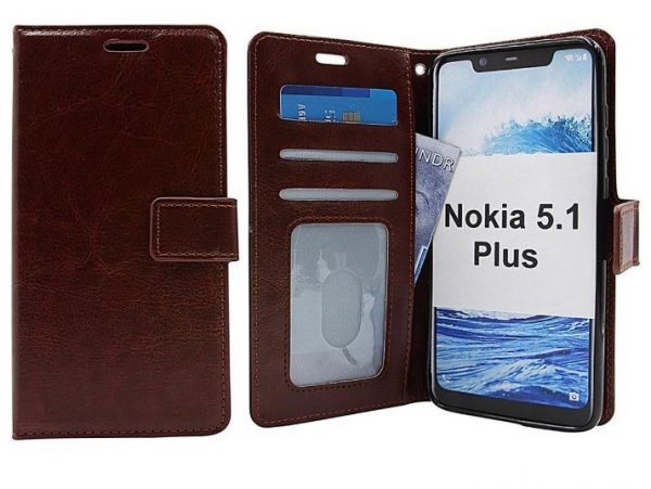 Hoesje geschikt voor Nokia 5.1 Plus - Bookcase Bruin - portemonnee hoesje