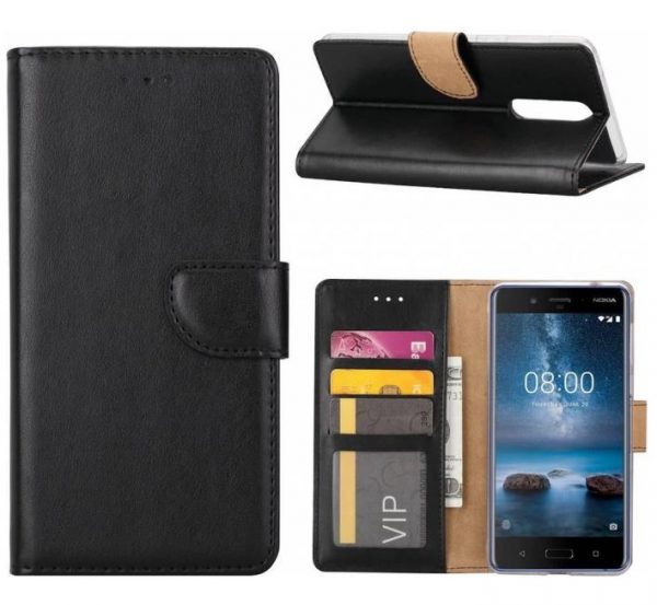 Hoesje geschikt voor Nokia 6 - Bookcase Zwart - portemonnee hoesje