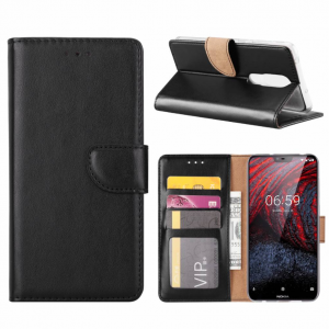 Hoesje geschikt voor Nokia 6.1 Plus - Bookcase Zwart - portemonnee hoesje