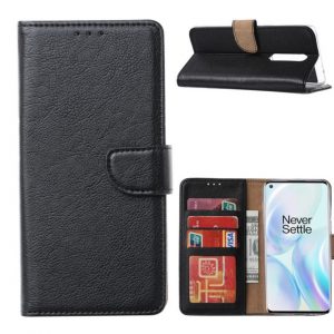 Hoesje geschikt voor OnePlus 8 - Bookcase Zwart - portemonnee hoesje