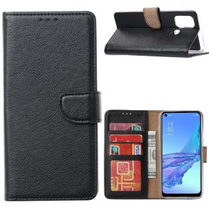Hoesje geschikt voor Oppo A53 / A53s - Bookcase Zwart - portemonnee hoesje