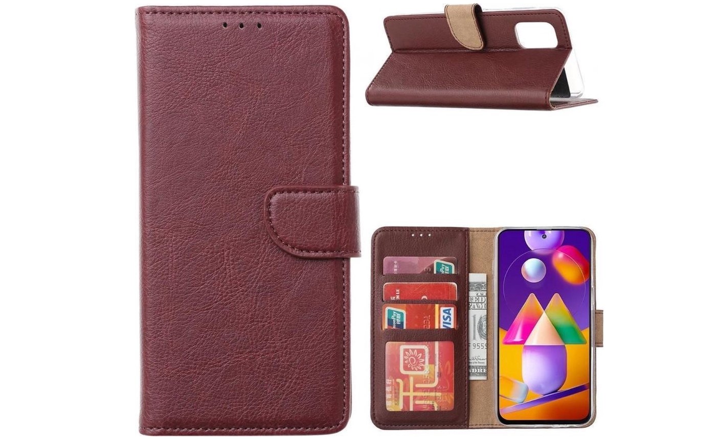 Hoesje geschikt voor Samsung Galaxy A02S - Bookcase Wijnrood - portemonnee hoesje