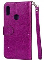 Hoesje geschikt voor Samsung Galaxy A11 Glitter Bookcase hoesje met rits - Paars