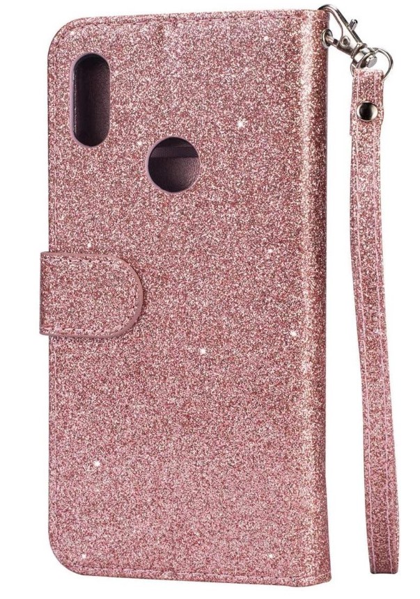 Hoesje geschikt voor Samsung Galaxy A11 Glitter Bookcase hoesje met rits - Rose Goud
