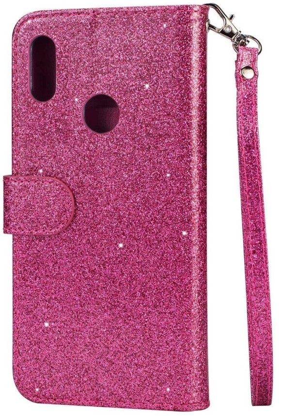 Hoesje geschikt voor Samsung Galaxy A11 Glitter Bookcase hoesje met rits - Roze