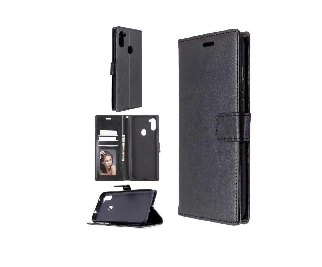 Hoesje geschikt voor Samsung Galaxy A11 hoesje bookcase - Zwart