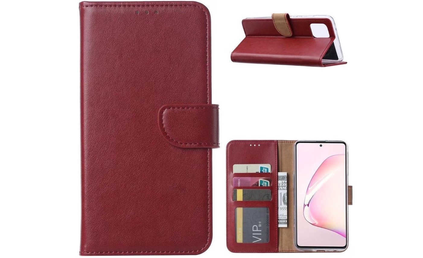 Hoesje geschikt voor Samsung Galaxy A12 - Bookcase Wijnrood - portemonnee hoesje