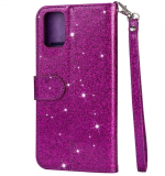 Hoesje geschikt voor Samsung Galaxy A41 Glitter Bookcase hoesje Portemonnee met rits - Paars