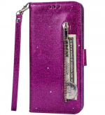 Hoesje geschikt voor Samsung Galaxy A41 Glitter Bookcase hoesje Portemonnee met rits - Paars