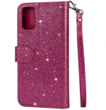Hoesje geschikt voor Samsung Galaxy A41 Glitter Bookcase hoesje Portemonnee met rits - Roze