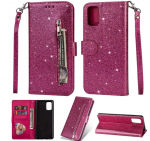 Hoesje geschikt voor Samsung Galaxy A41 Glitter Bookcase hoesje Portemonnee met rits - Roze