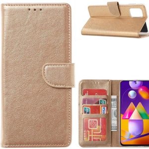 Hoesje geschikt voor Samsung Galaxy A42 - Bookcase Goud - portemonnee hoesje