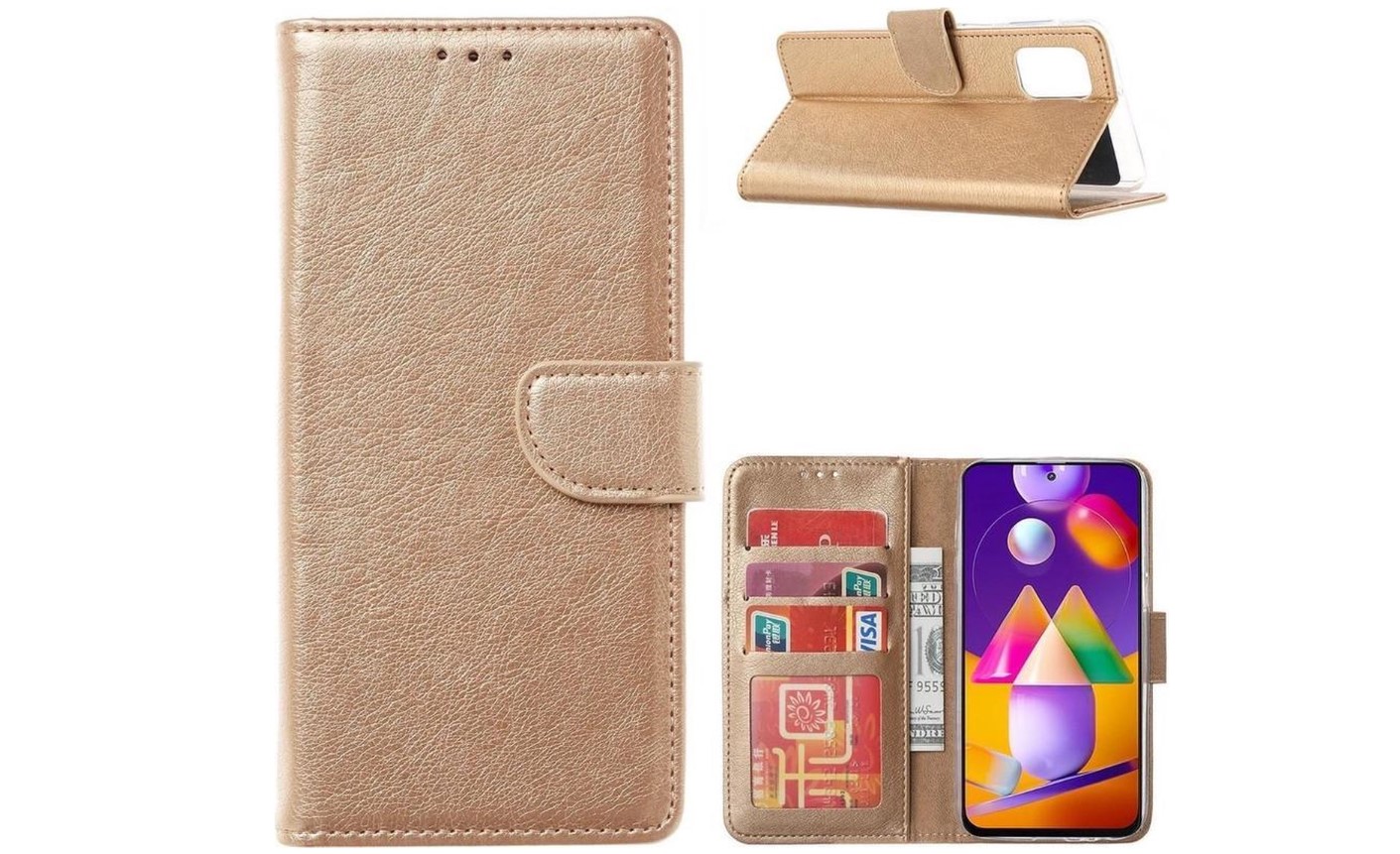 Hoesje geschikt voor Samsung Galaxy A42 - Bookcase Goud - portemonnee hoesje