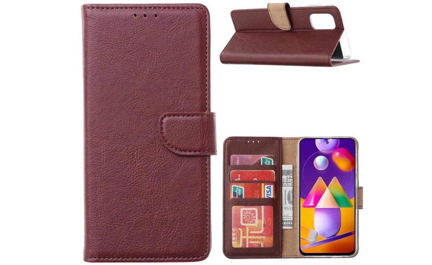 Hoesje geschikt voor Samsung Galaxy A42 - Bookcase Wijnrood - portemonnee hoesje